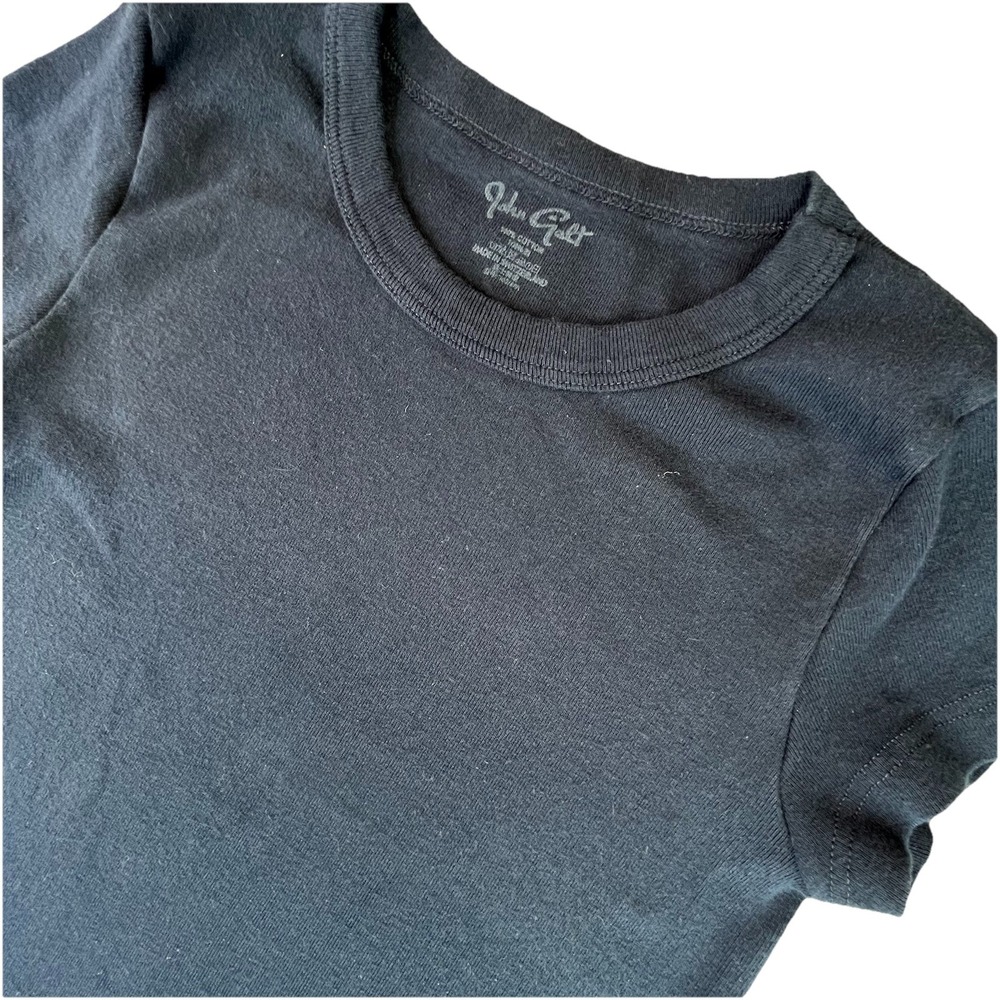 Brandy Melville John Galt Navy Blue Cropped Shirt 100% Cotton Short Sleeve